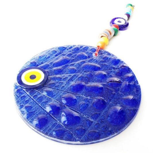 Mosaic glass evil eye lampwork wall hanging