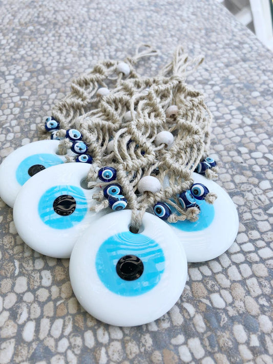 White Evil Eye Wall Hanging, Christmas Tree Decoration, Tree Ornaments